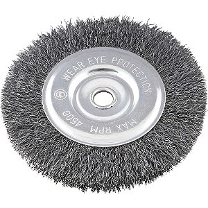 Escova circular de aço ondulada 6" x 1/2" x 5/8" (152mm x 12,7mm x 15,9 mm) VONDER