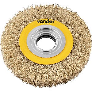Escova circular aço latonado 6" x 3/4" (152mm x 19,1 mm) com bucha de redução VONDER
