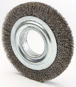 Escova circular de aço ondulada 150mm x 13mm Furo 13mm prensada fio 0,20mm Abrasfer