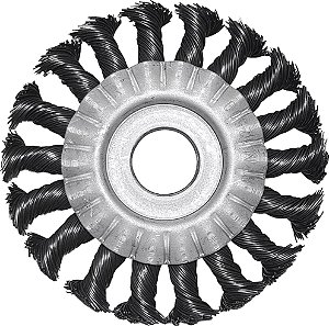 Escova circular de aço trançado 115mm x 13mm furo 22mm fio 0,6mm 12.500 rpm ABRASFER