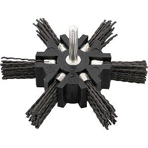 Escova circular de nylon seccionada 4" com haste de 1/4" VONDER