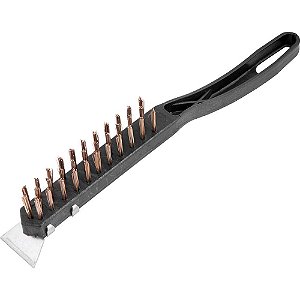 Escova manual com cerdas de aço 3 fileiras com cabo de plástico com raspador VONDER