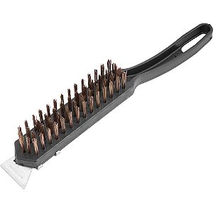 Escova manual com cerdas de aço 4 fileiras com cabo de plástico com raspador VONDER