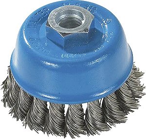 Escova copo em aço inox trançado 76,2mm M14 fio 0,4mm 10.000 rpm 13F312 WALTER