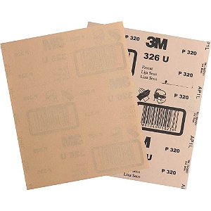 Lixa em folha ouro grão P320 para lixamento e acabamento automotivo a seco 326U 3M - 50 unidades