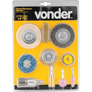 Jogo de pontas montadas e escova com 10 peças VONDER