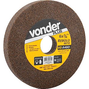 Rebolo reto 6" x 3/4" grão 46 marrom VONDER PLUS