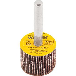 Roda de lixa 25mm x 20mm com haste grão 100 VONDER