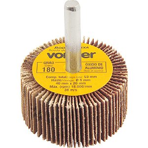 Roda de lixa 40mm x 20mm com haste grão 180 VONDER
