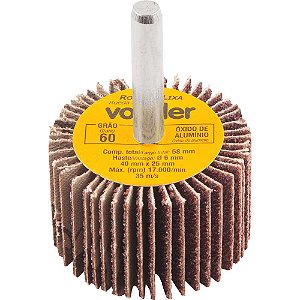 Roda de lixa 40mm x 25mm com haste grão 60 VONDER