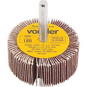 Roda de lixa 50mm x 20mm com haste grão 180 VONDER