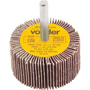 Roda de lixa 50mm x 25mm com haste grão 120 VONDER