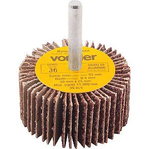 Roda de lixa 50mm x 25mm com haste grão 36 VONDER