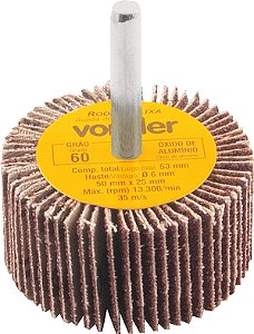 Roda de lixa 50mm x 25mm com haste grão 60 VONDER
