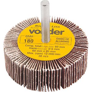Roda de lixa 60mm x 20mm com haste grão 180 VONDER
