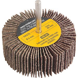 Roda de lixa 80mm x 30mm com haste grão 36 VONDER