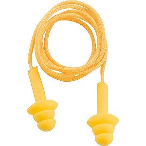 Protetor auditivo tipo plug de copolímero com cordão em algodão NOVE54 - 10 unidades