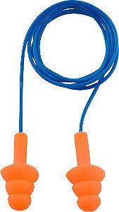 Protetor auditivo tipo plug de silicone com cordão em PVC NOVE54 - 10 unidades