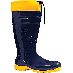 Bota de PVC com cano longo 44 azul e amarela com polaina Acqualev 85BPL600PL BRACOL