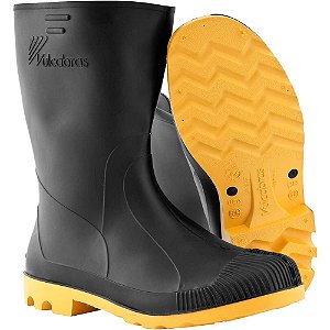 Bota de PVC preta e amarela tamanho 40 cano curto sem forro CPCC30 VULCABRAS