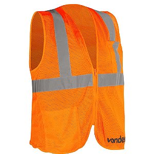 Colete refletivo tipo blusão com bolso e ziper laranja CV 105 VONDER