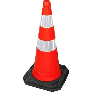 Cone plástico com 75cm base em PVC refletivo branco e laranja VONDER