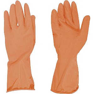 Luva de látex tamanho M cor laranja antiderrapante com forro modelo Plus SANRO
