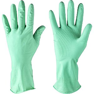 Luva de látex tamanho P 32 centímetros cor verde antiderrapante com forro IMBAT