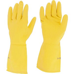 Luva de látex tamanho XG cor amarela antiderrapante com forro modelo Top SANRO