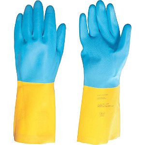 Luva de látex/neoprene grande amarela e azul LNV 300 VONDER