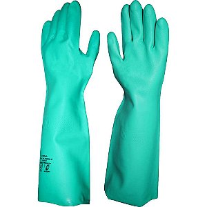 Luva nitrílica verde longa (45 cm) sem forro palma antiderrapante tamanho 9 (G) LV-NVL-9 IMBAT
