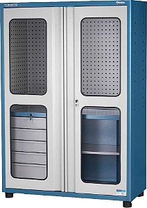 Armário com portas visor de vidro 5 gavetas e 1 prateleira regulável AM-12 MARCON
