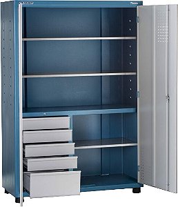 Armário para ferramentas com portas de aço 5 gavetas e 3 prateleiras reguláveis AM-1,5 MARCON