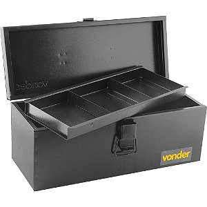 Caixa metálica para ferramentas tipo baú com bandeja 40,0cm x 16,0cm x 17,0cm VONDER
