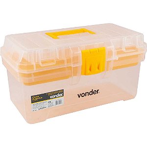 Caixa plástica para ferramentas transparente e amarela com 1 bandeja CPV 0330 VONDER