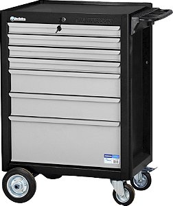 Carro para ferramentas 60cm x 40cm x 86,4cm fechado com 7 gavetas 330 kgf preto com cinza Black Series CR-56B MARCON