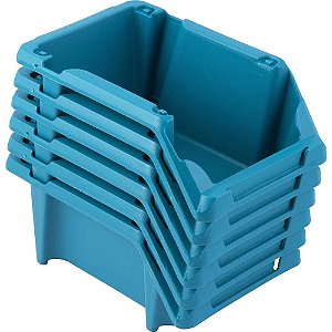 Gaveteiro plástico nº3 8,0cm x 10,4cm x 17,6cm jogo com 6 peças modelo prático azul VONDER