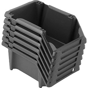 Gaveteiro plástico nº3 8,0cm x 10,4cm x 17,6cm jogo com 6 peças modelo prático preto VONDER