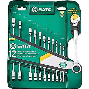 Jogo de chaves combinadas com catraca Speedy 8mm a 19mm com 12 peças ST09066-02 SATA