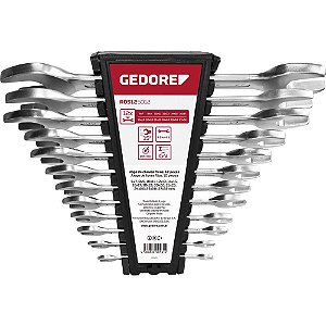 Jogo de chaves fixas 6mm a 32mm aço cromo vanádio 12 peças R05125012 GEDORE RED
