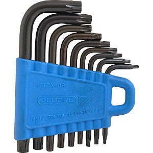 Jogo de chaves hexalobular T7 a T40 tipoL com 9 peças 024.620 GEDORE
