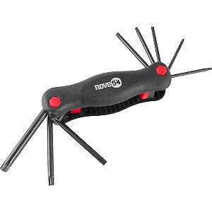 Jogo de chaves hexalobular T9 a T40 com suporte plástico 8 peças NOVE54