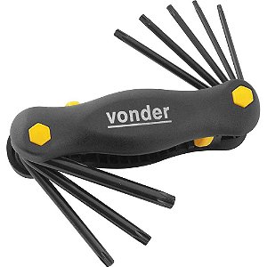 Jogo de chaves hexalobular T9 a T40 com suporte plástico 8 peças VONDER