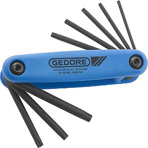Jogo de chaves hexalobular T9 a T40 tipo canivete com 8 peças 024.650 GEDORE