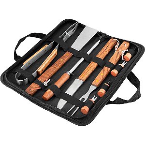 Jogo de utensílios para churrasco em aço inox com 10 peças VONDER