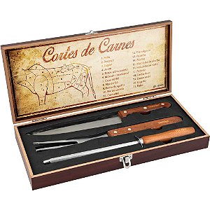 Jogo de utensílios para churrasco em aço inox com 4 peças VONDER