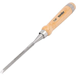Formão chanfrado reto com cabo em madeira 1/4" VONDER