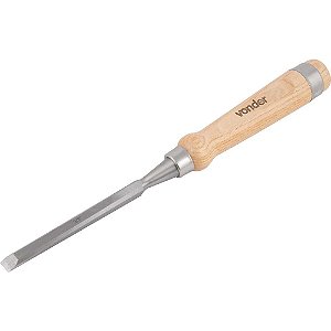 Formão chanfrado reto com cabo em madeira 3/8" VONDER