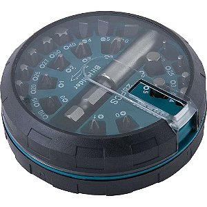 Jogo de bits e ponteiras com 28 peças encaixe sextavado de 1/4" B-28911 MAKITA