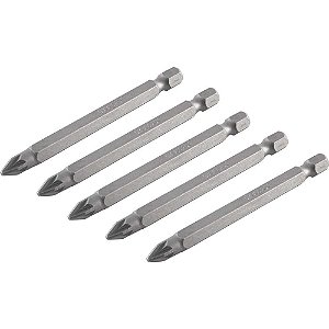 Jogo de bits ponteira pozidrive com encaixe 1/4" nº2 x 75mm VONDER